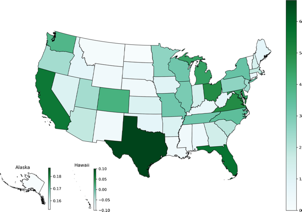 Map of Money Out of Politics Movement supporters by state